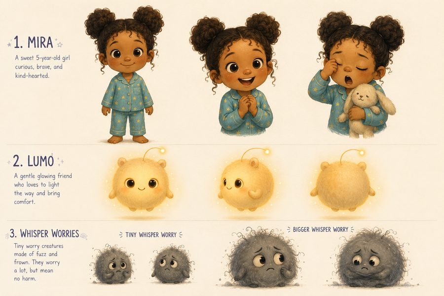 Mira and Lumo — characters from the Lumo Bedtime Books