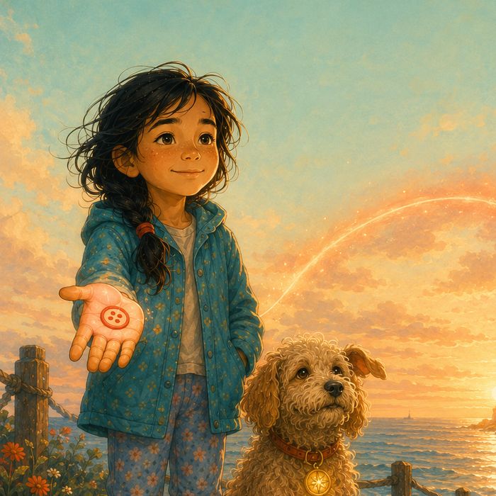 Wren and Scout at golden hour in Harbor Pines